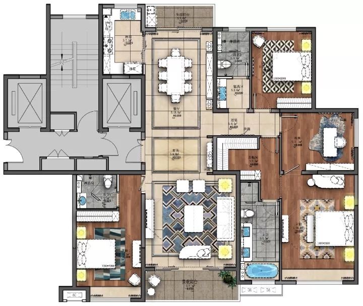 臻品空间设计：呼市伊泰华府•云玺精装成品房-16