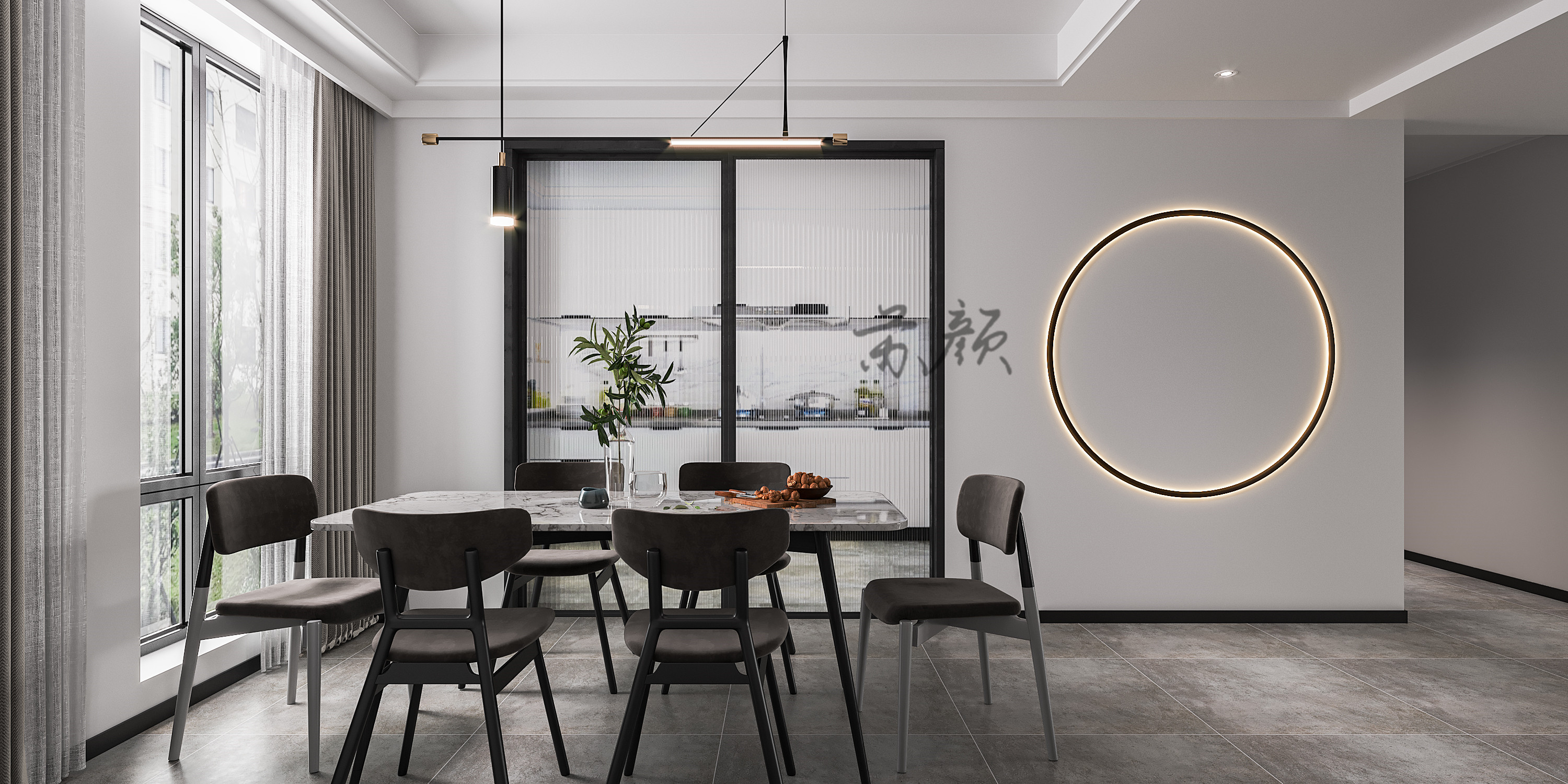 黑白灰客餐厅 大气高级又稳重-0