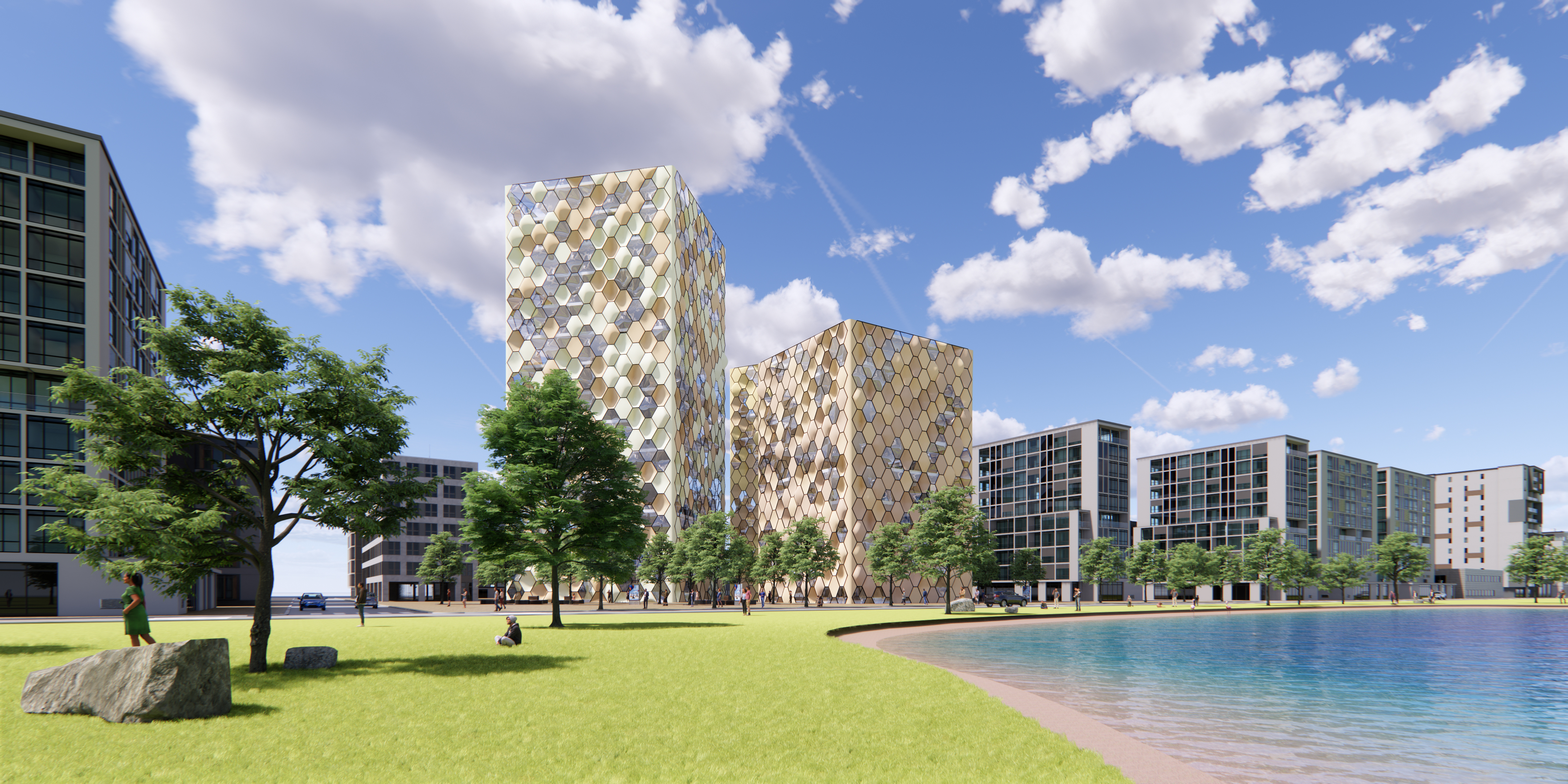 膨胀的六边形图案塔-9