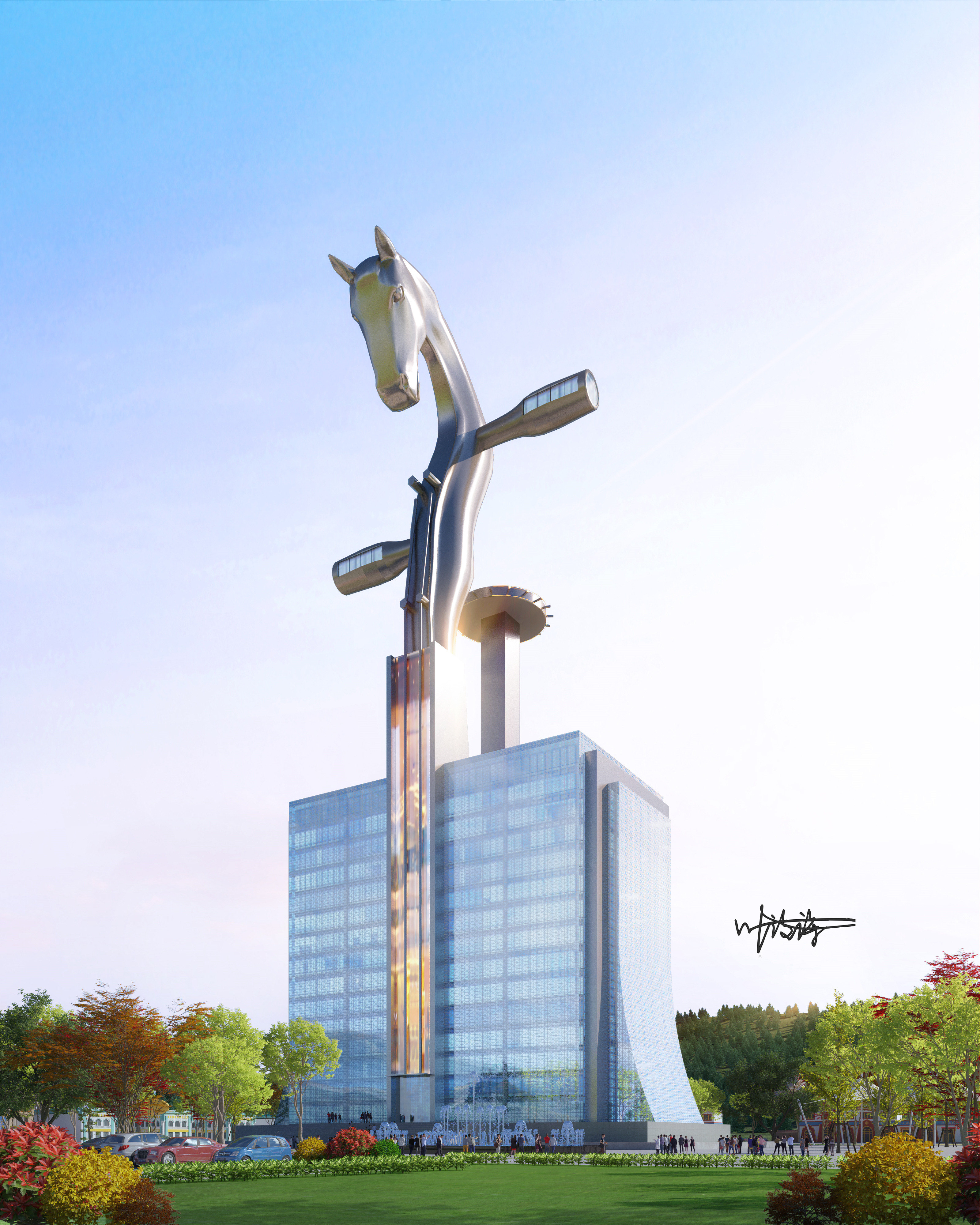 室外效果图|蒙古规划透视-2