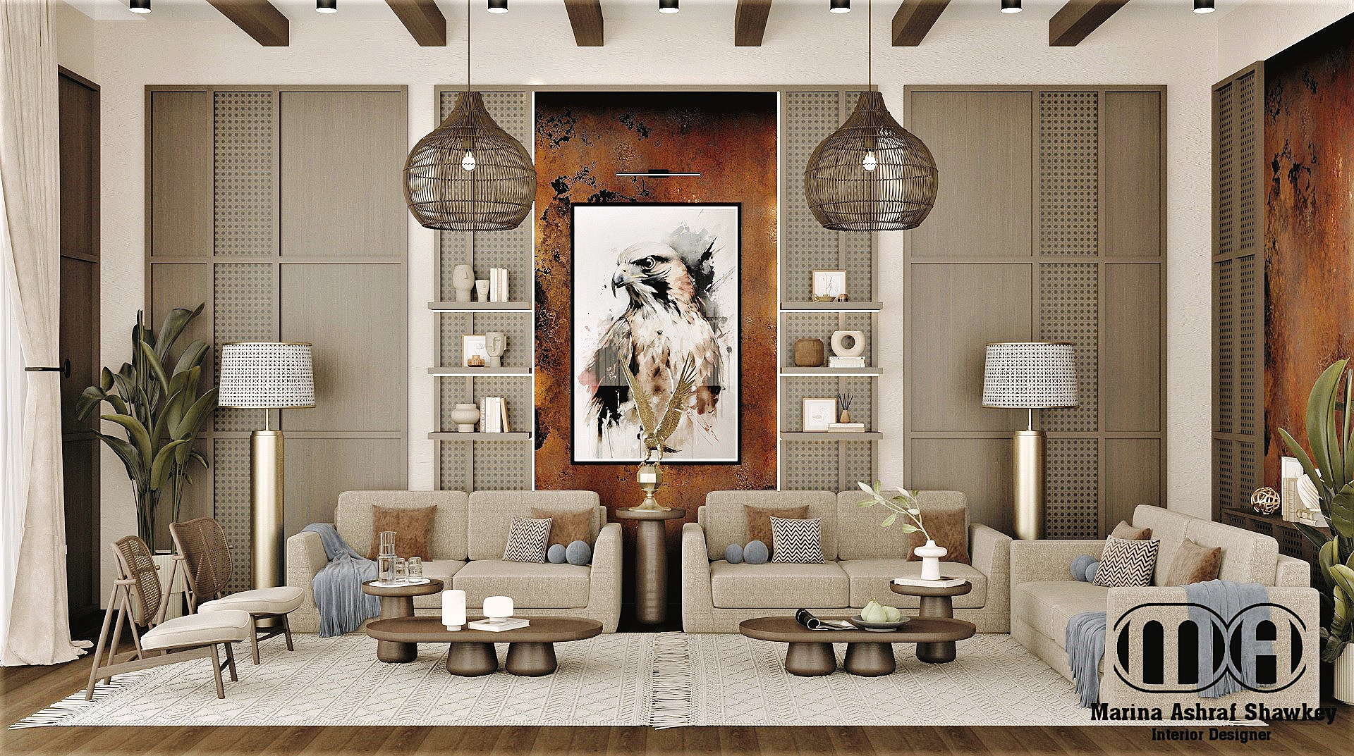 Modern Warm Chalet Living and Dining Design-1