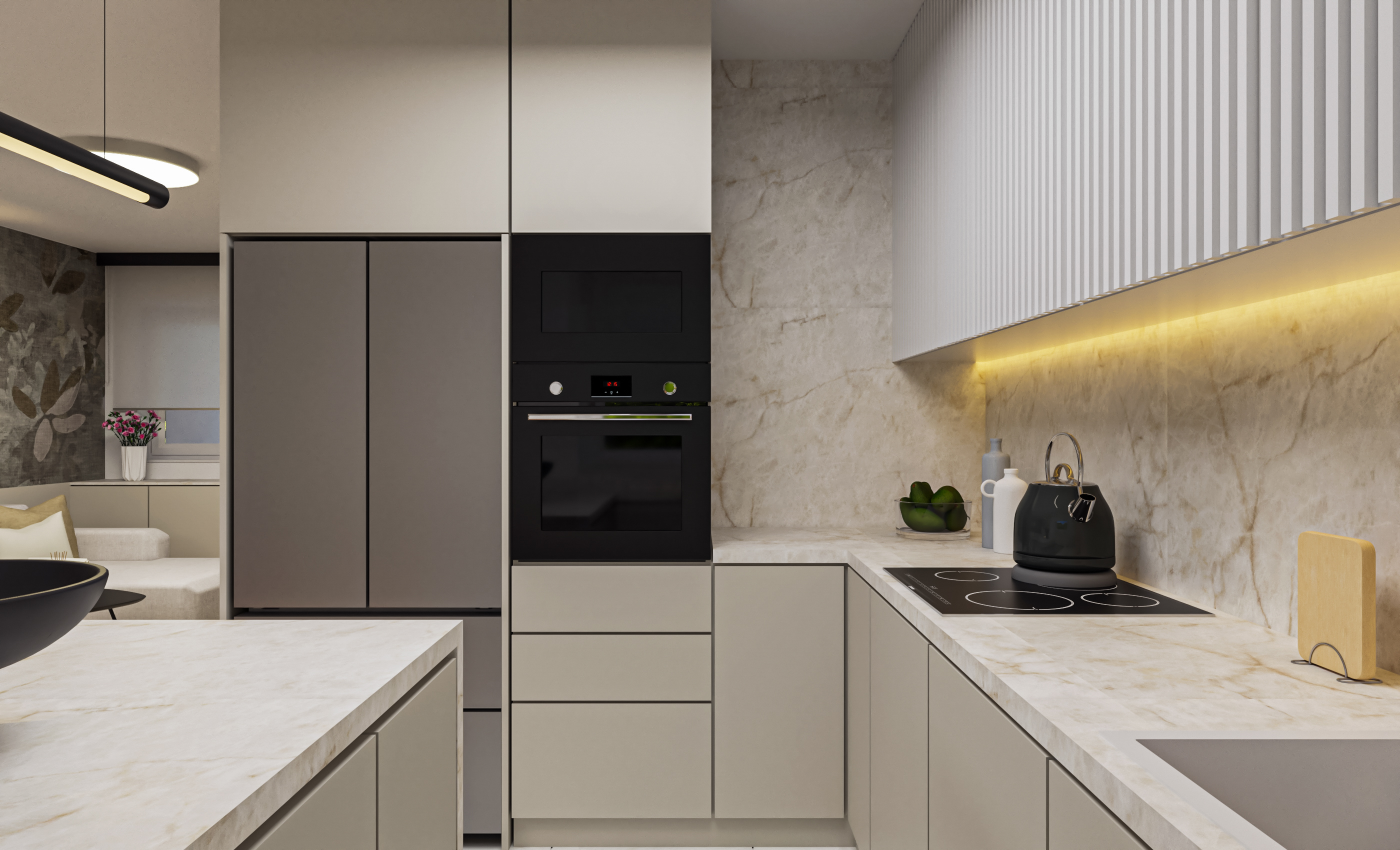 Living and Kitchen. Studio apartment-5