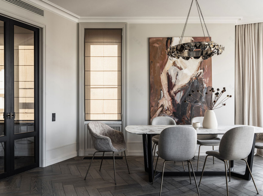 莫斯科时尚公寓 | 中性色调与柔和对比的完美结合-6