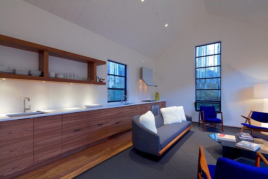 Cottage Black Provides a Retreat Within a Dense Aspen Grove-18