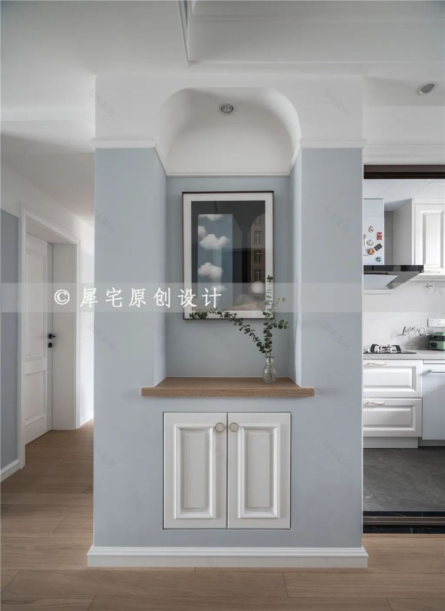 蓝白色调打造温馨美式风,70 平小宅变身多功能空间-46