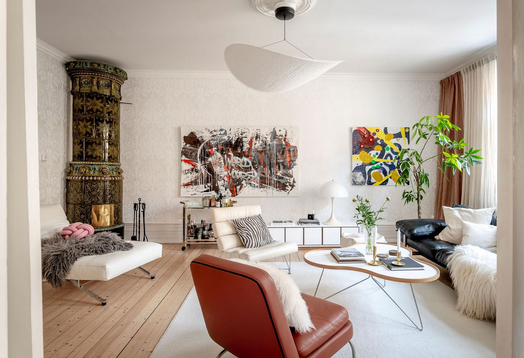 色彩斑斓的瑞典公寓 | 现代艺术装点生活空间-4