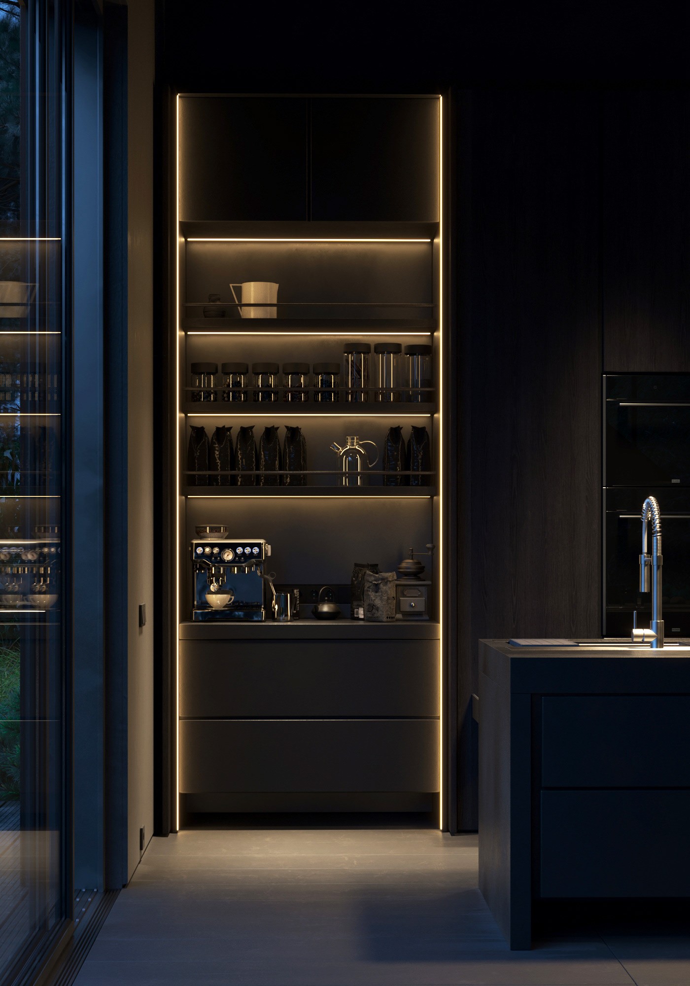 高级黑 极简别墅设计！-18