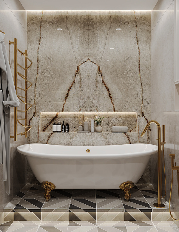 White neoclassical apartment interior design-53