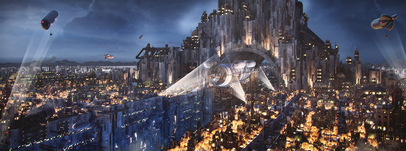 Steampunk urban city-1