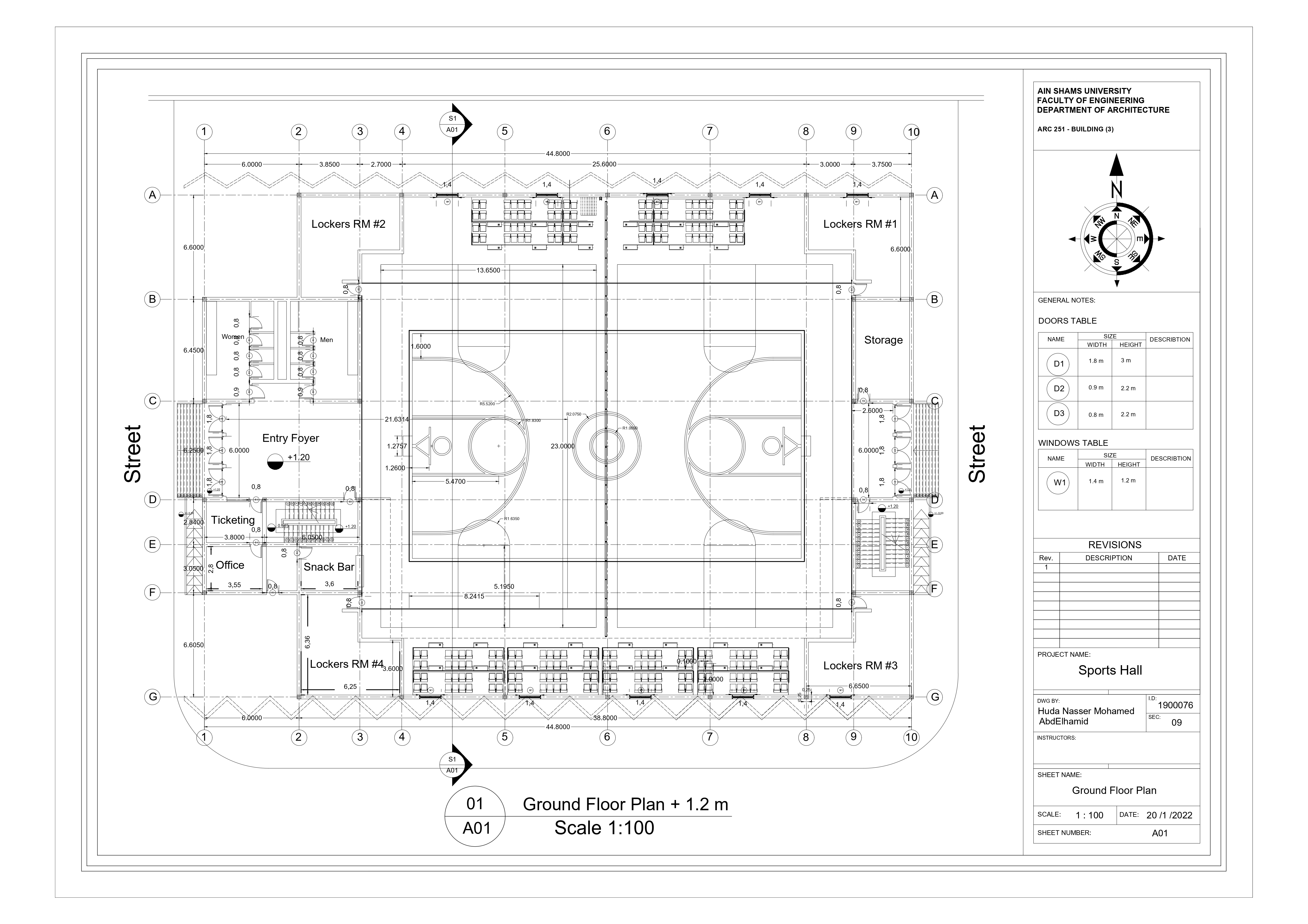 斯波茨大厅·工作图纸丨Ain Shams 大学工程学院建筑系-3
