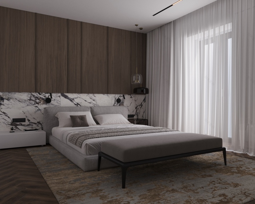 卧室与步入式衣帽间设计丨乌克兰丨Iryna Didenko-3