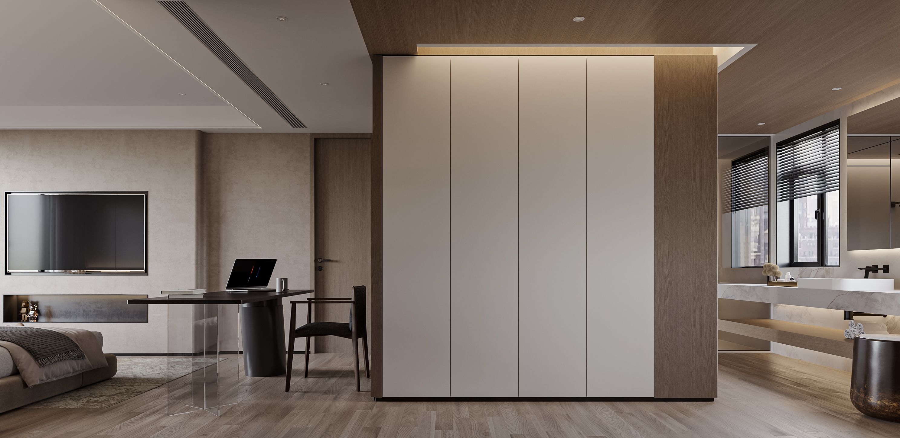 现代客餐厅卧室效果图表现-7