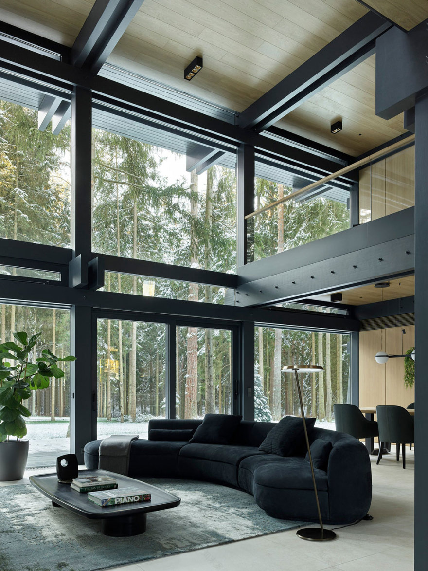 莫斯科玻璃墙现代森林小屋-2