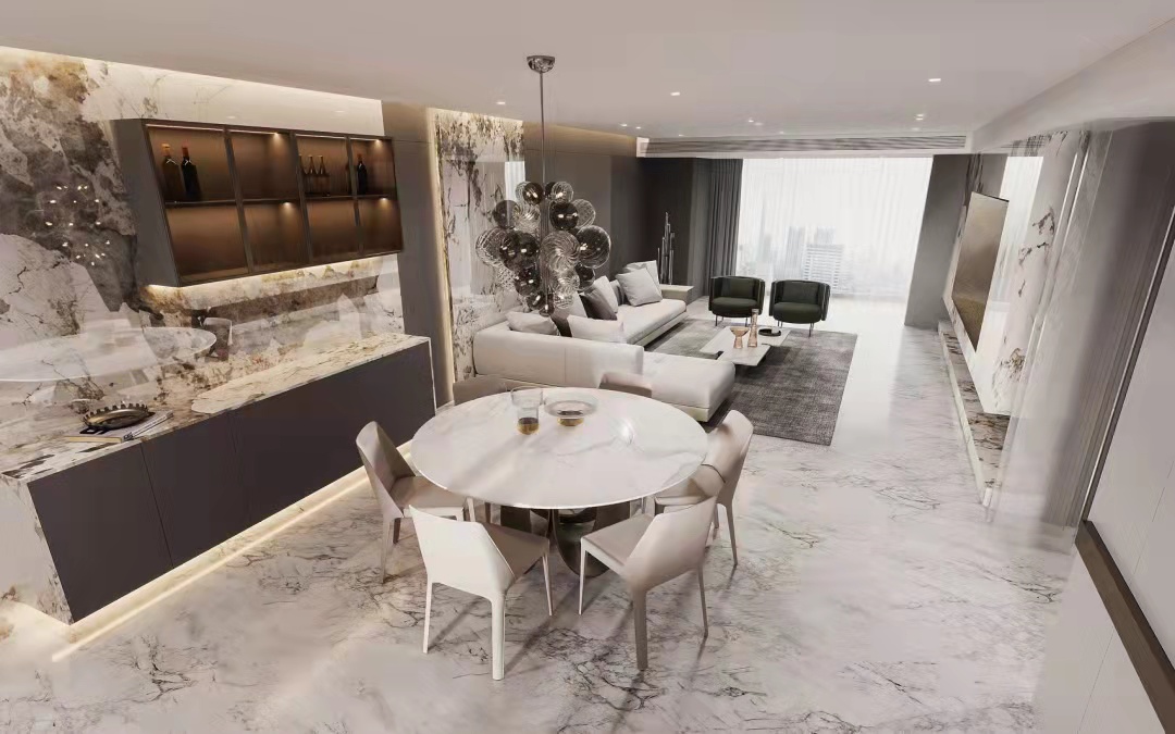 银狐岩板轻奢大平层设计-5