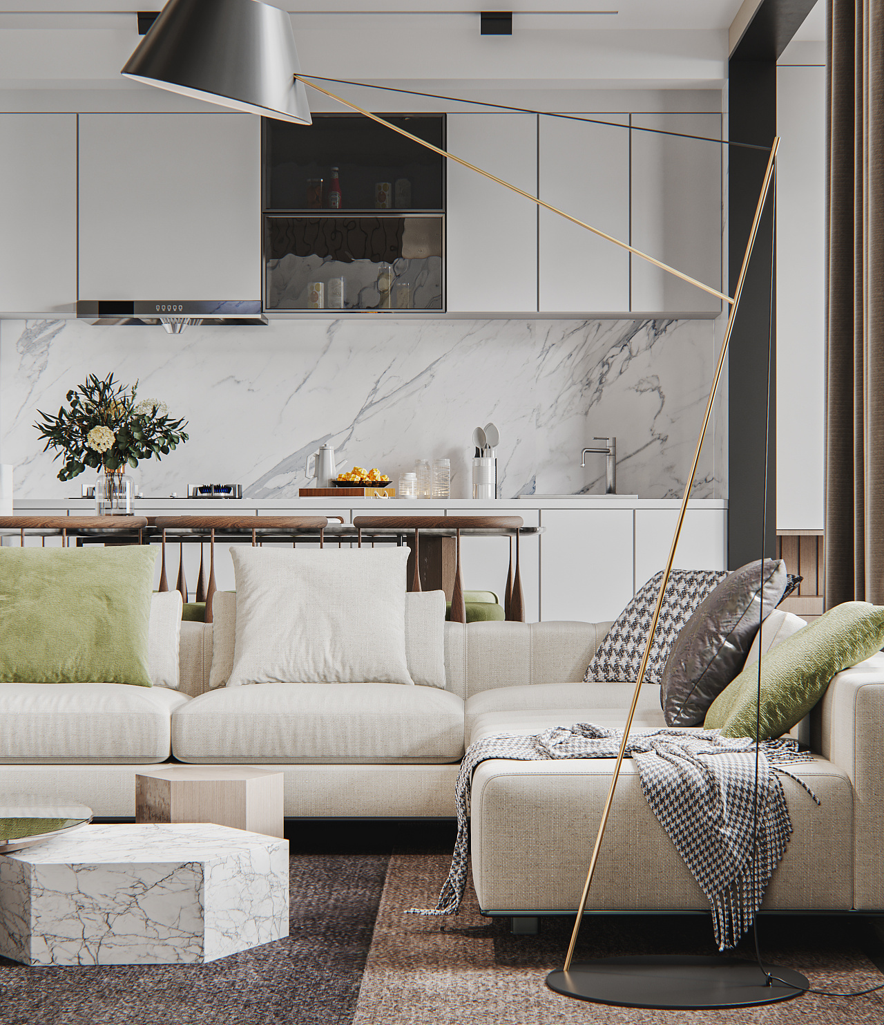 清新现代风格挑空客餐厅 | 绘感视觉设计效果展示-6