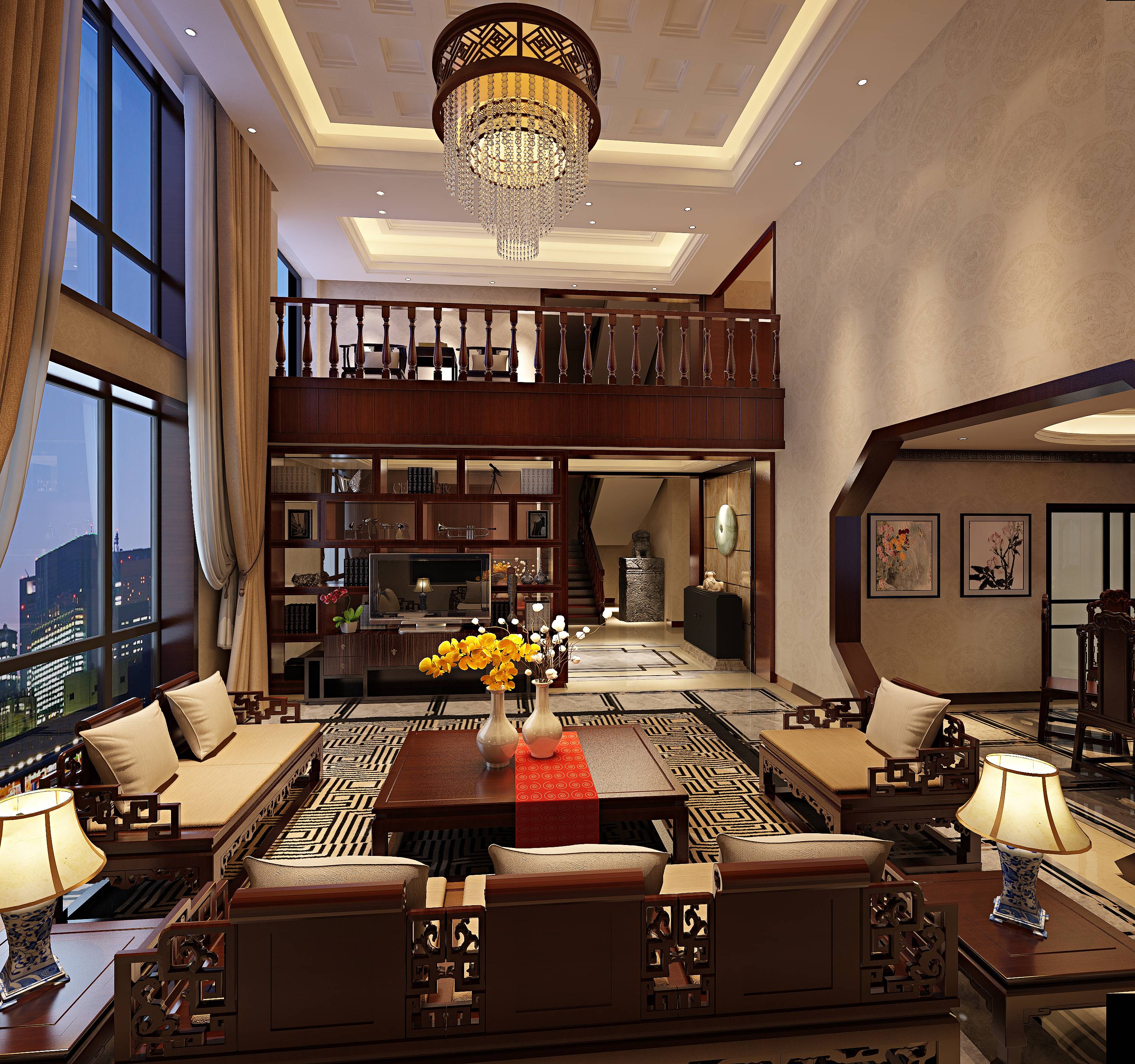 新中式 中式古典 奢华家装别墅样板房-6-26