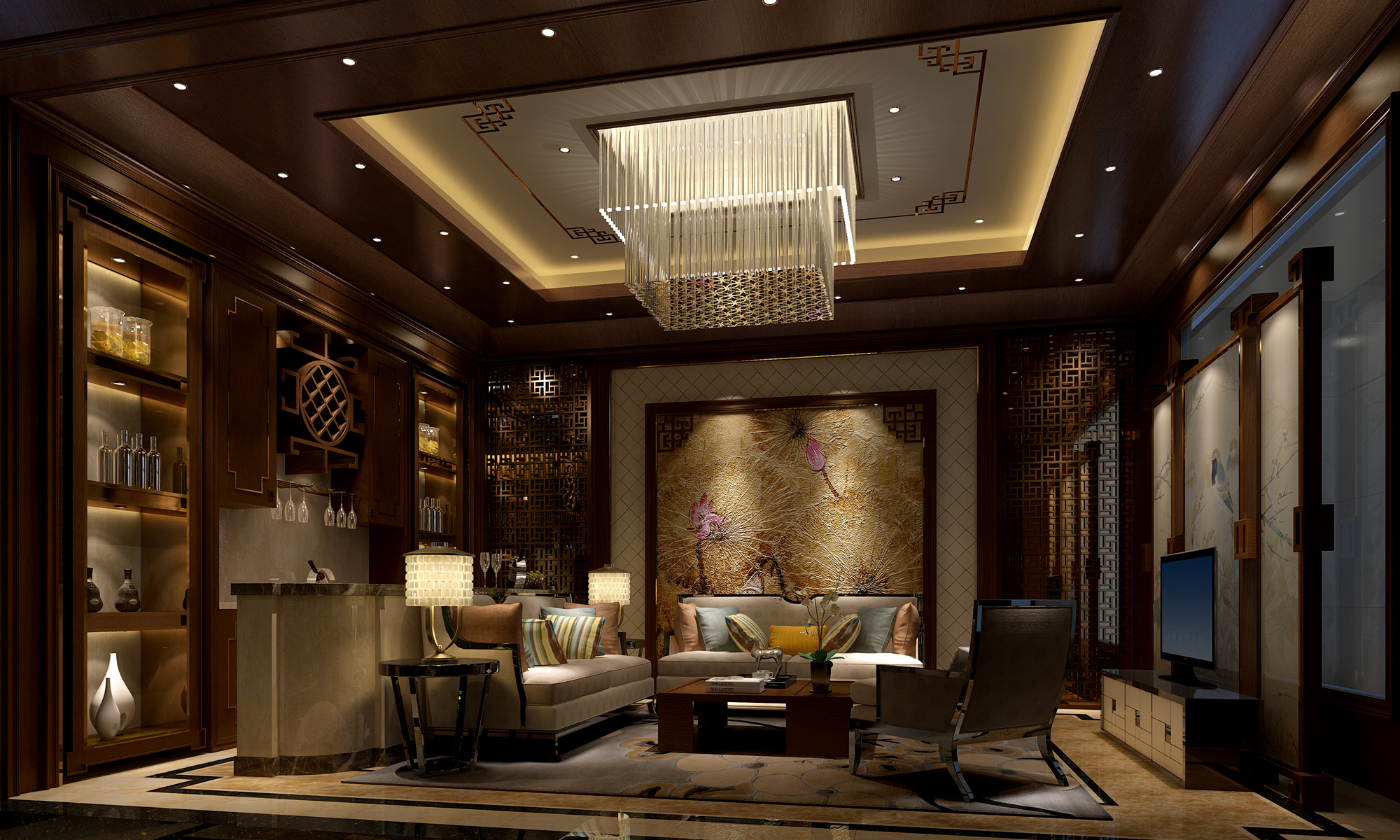 新中式 中式古典 奢华家装别墅样板房-6-14