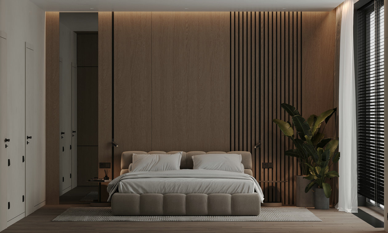 胡桃木与黄色打造的优雅空间-27