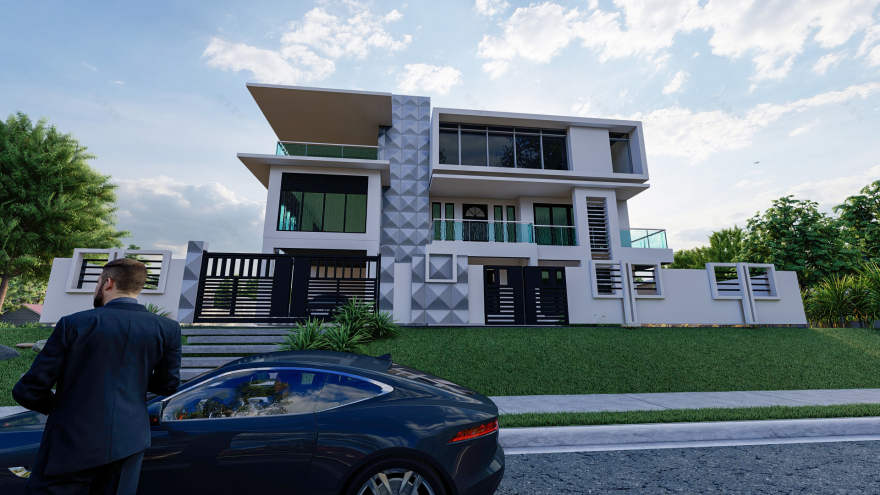 Simple Villa Style Revit Design-6