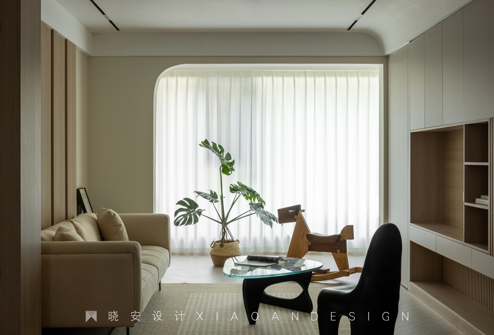 木元素+奶油质感的家丨晓安设计-7
