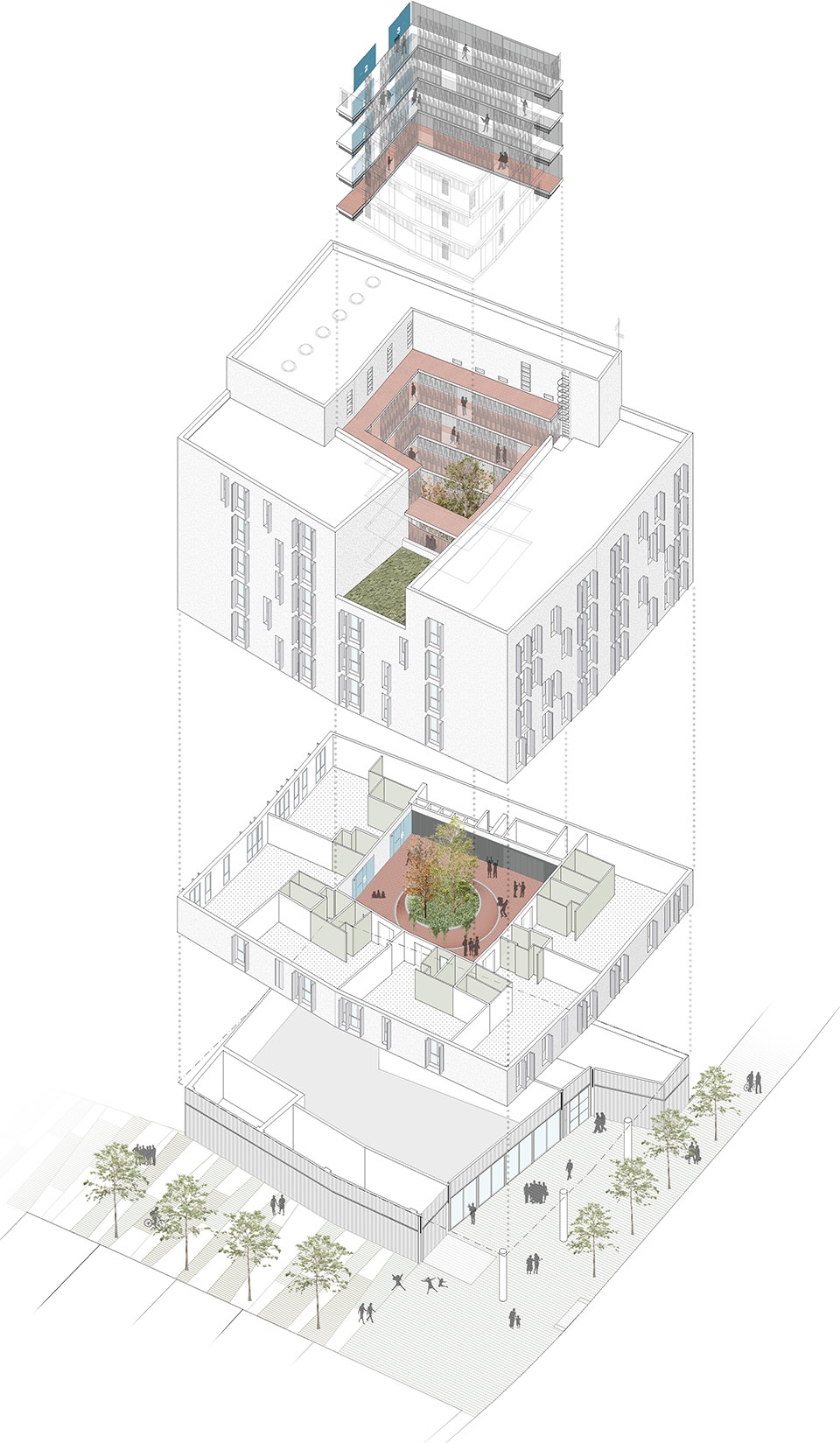 巴塞罗那 Can Batlló保障住宅 · 环形服务空间与庭院设计-72