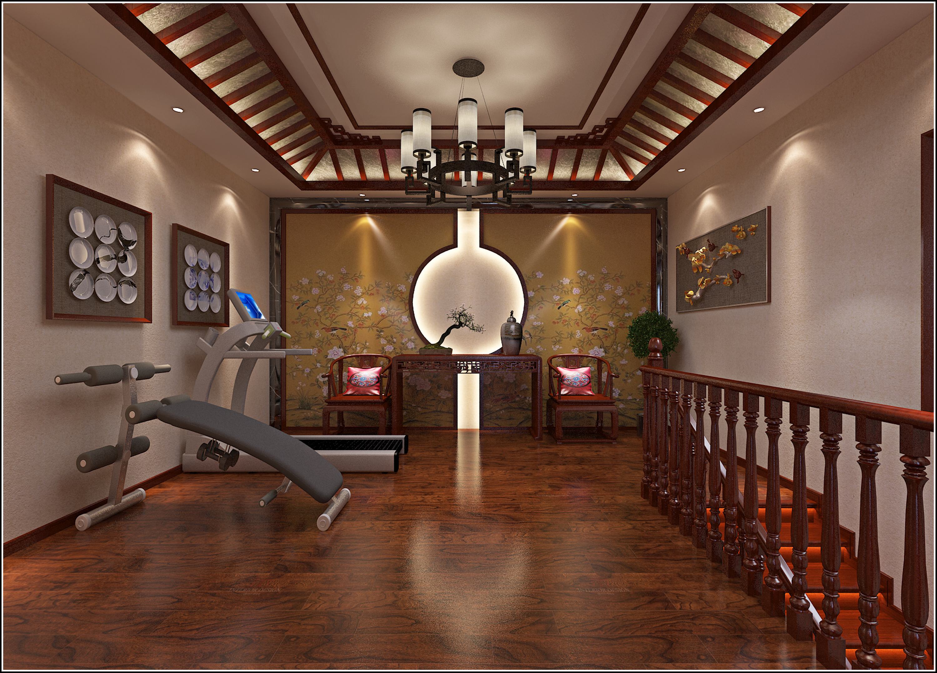 乡村洋楼的定制设计 | 红木纹理与协调空间的完美融合-24