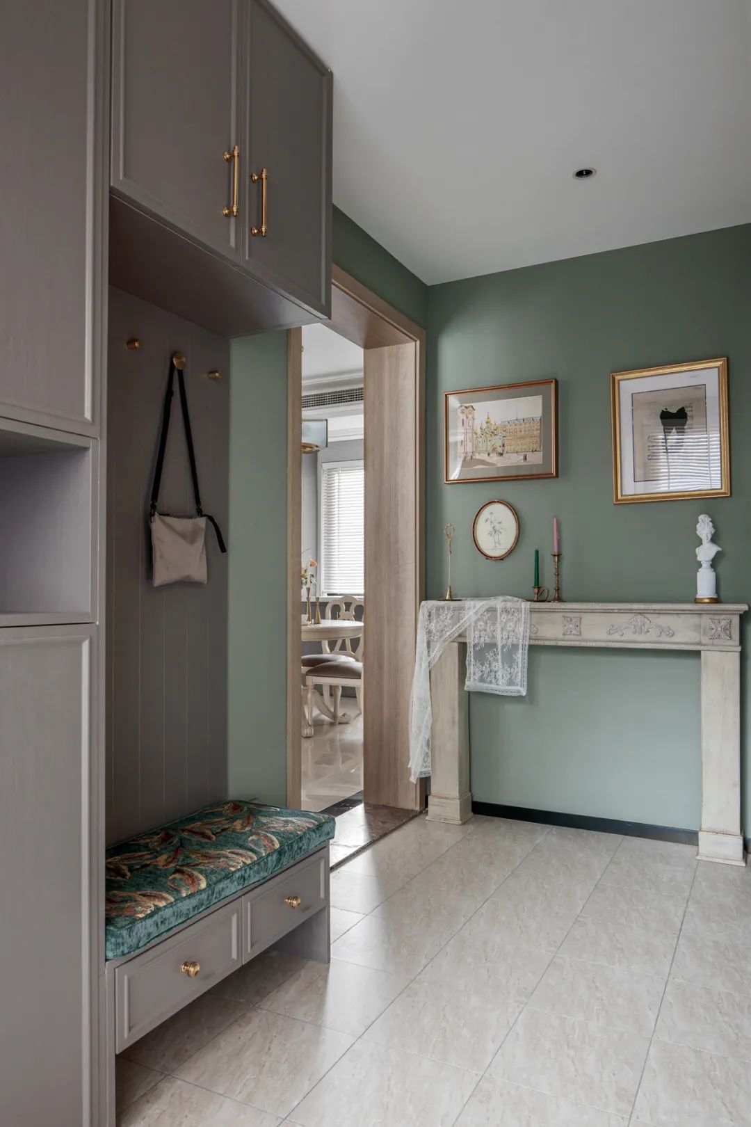 高级灰、牛油果绿、香槟粉，复古与现代并存的浪漫空间 | 宏福樘设计-7