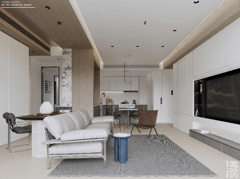 纯白与木色完美平衡,天然肌理邂逅简约线条,诠释意式极简静谧之家丨深圳漾空间设计有限公司-33