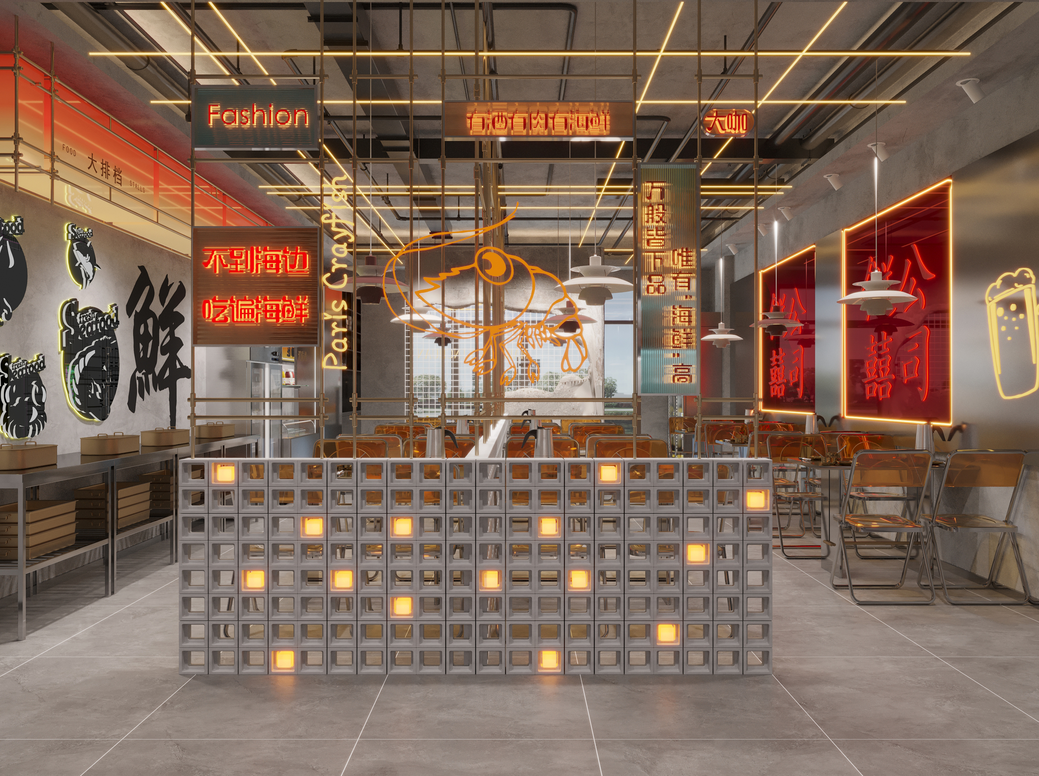 银川牛肉海鲜大咖餐厅装修设计丨中国银川丨银川装修公司-15