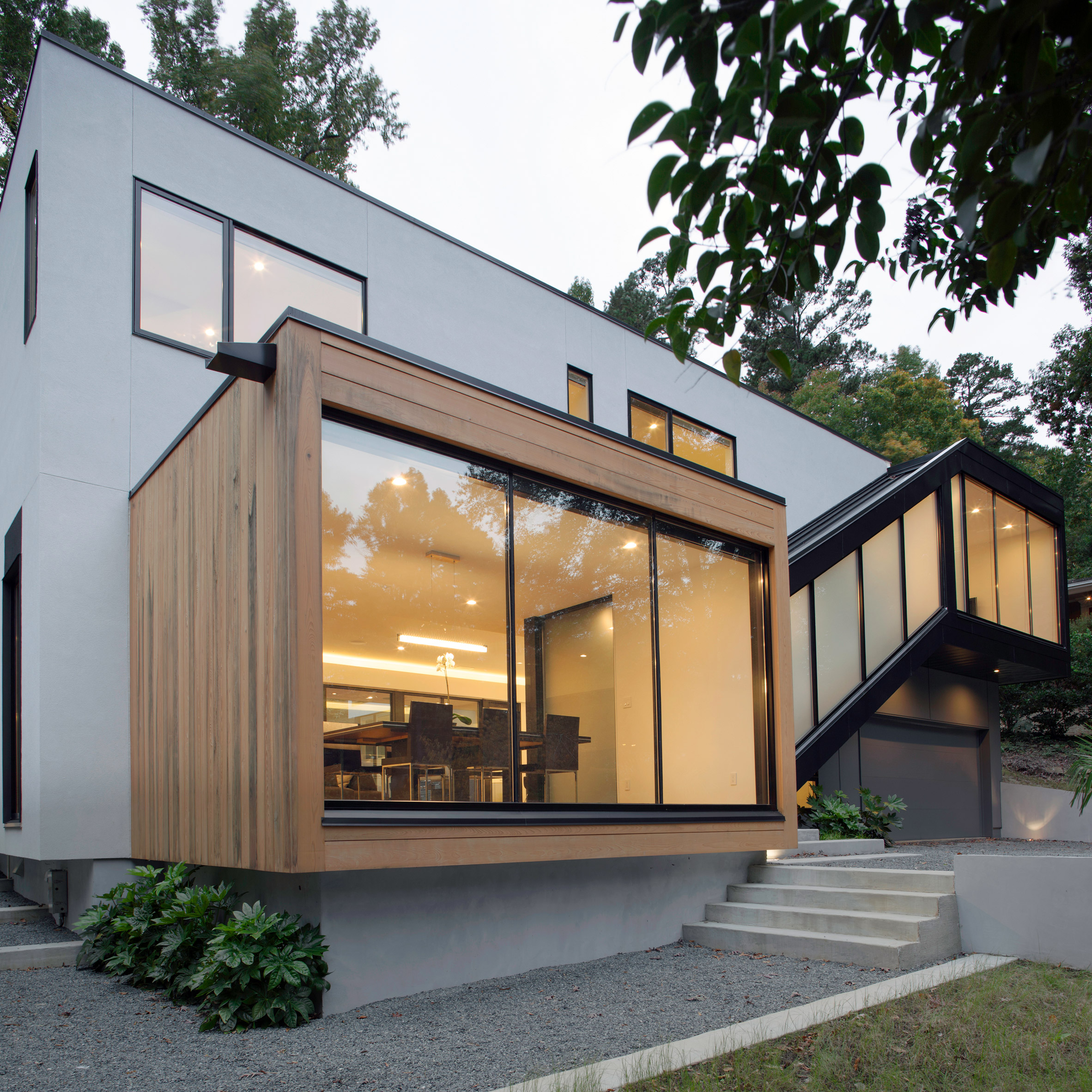 Black stairwell cuts across front of North Carolina home-6