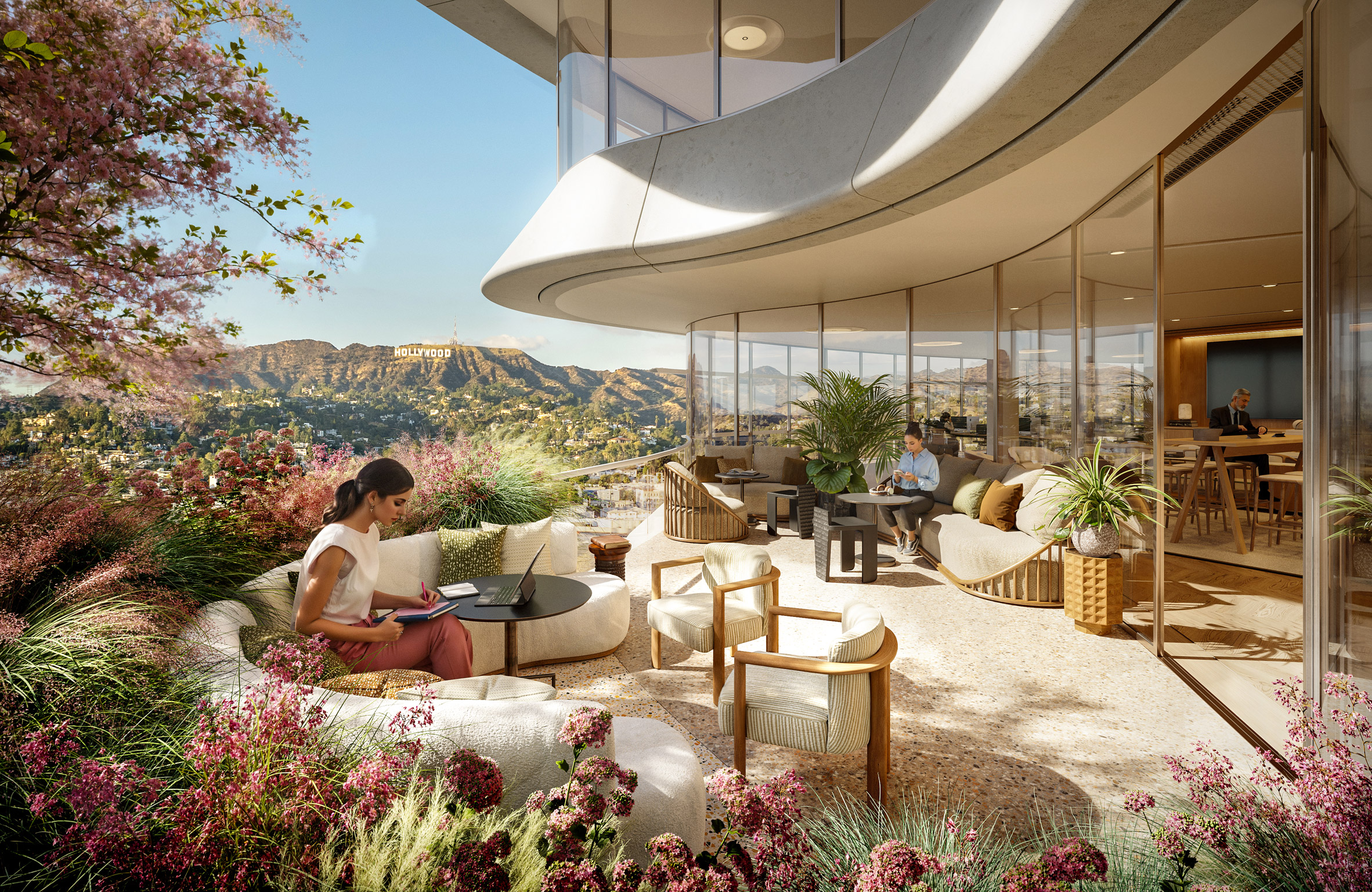 Foster + Partners designs Hollywood offices with spiralling plant-covered terraces-11