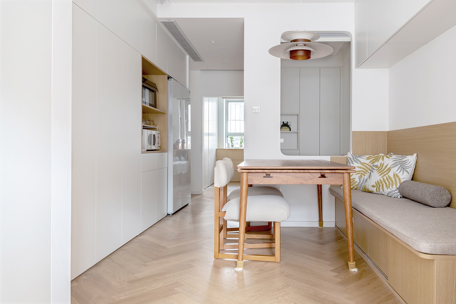 【久栖设计】利用曲线+原木，38㎡小户型爆改两居还能这么有乐趣。-0