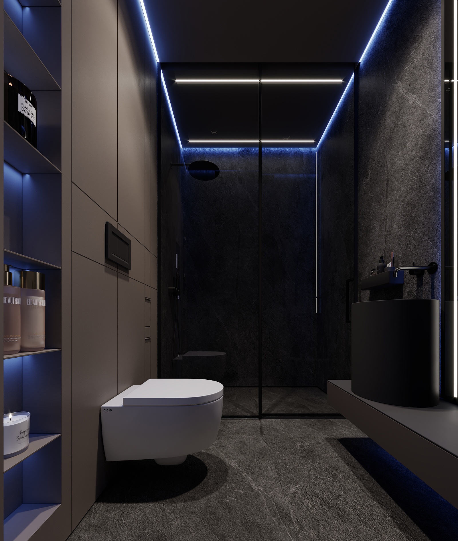 俄罗斯 74㎡深色系空间设计-23