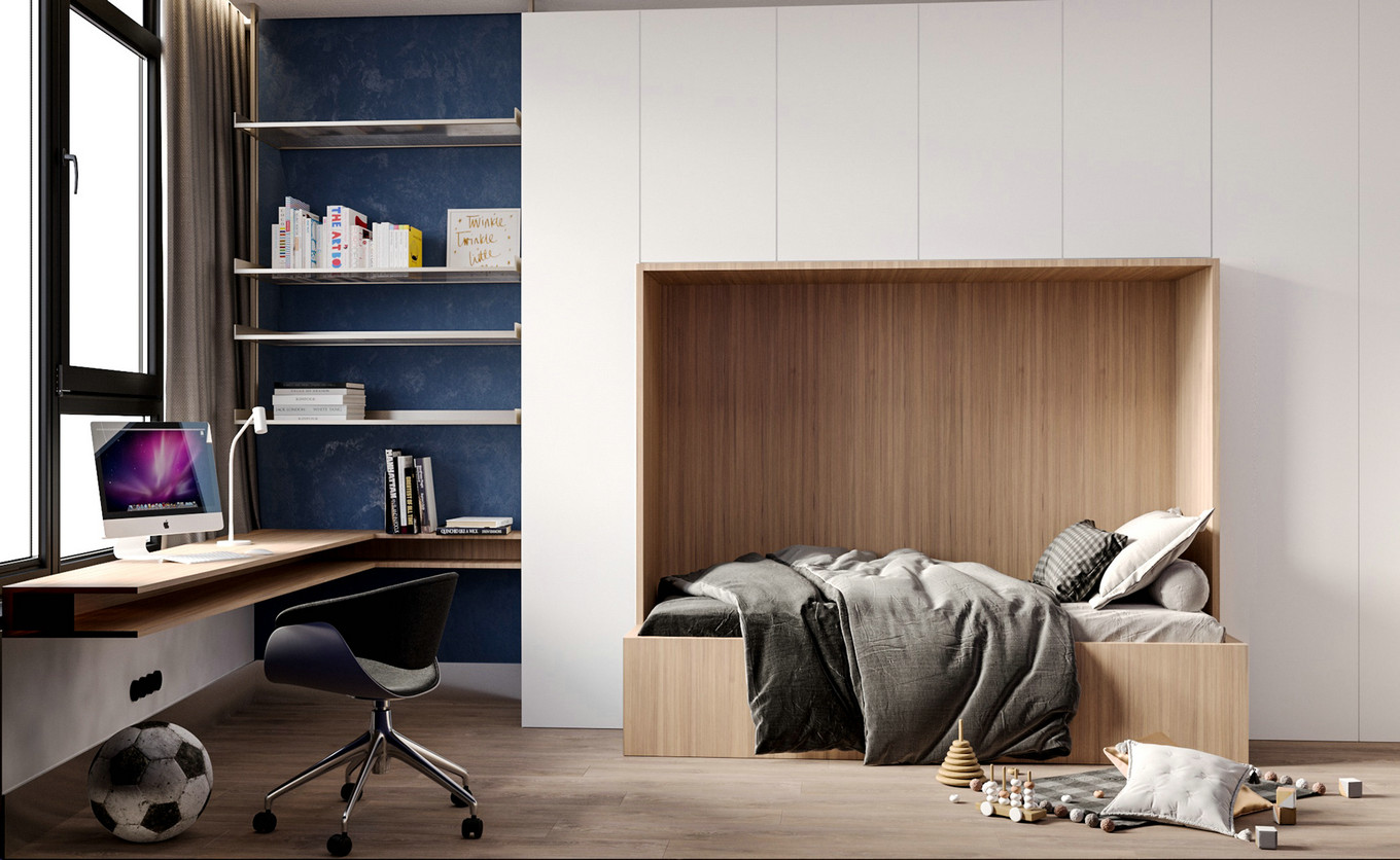 北欧风个性家居，106㎡大胆配色设计-7