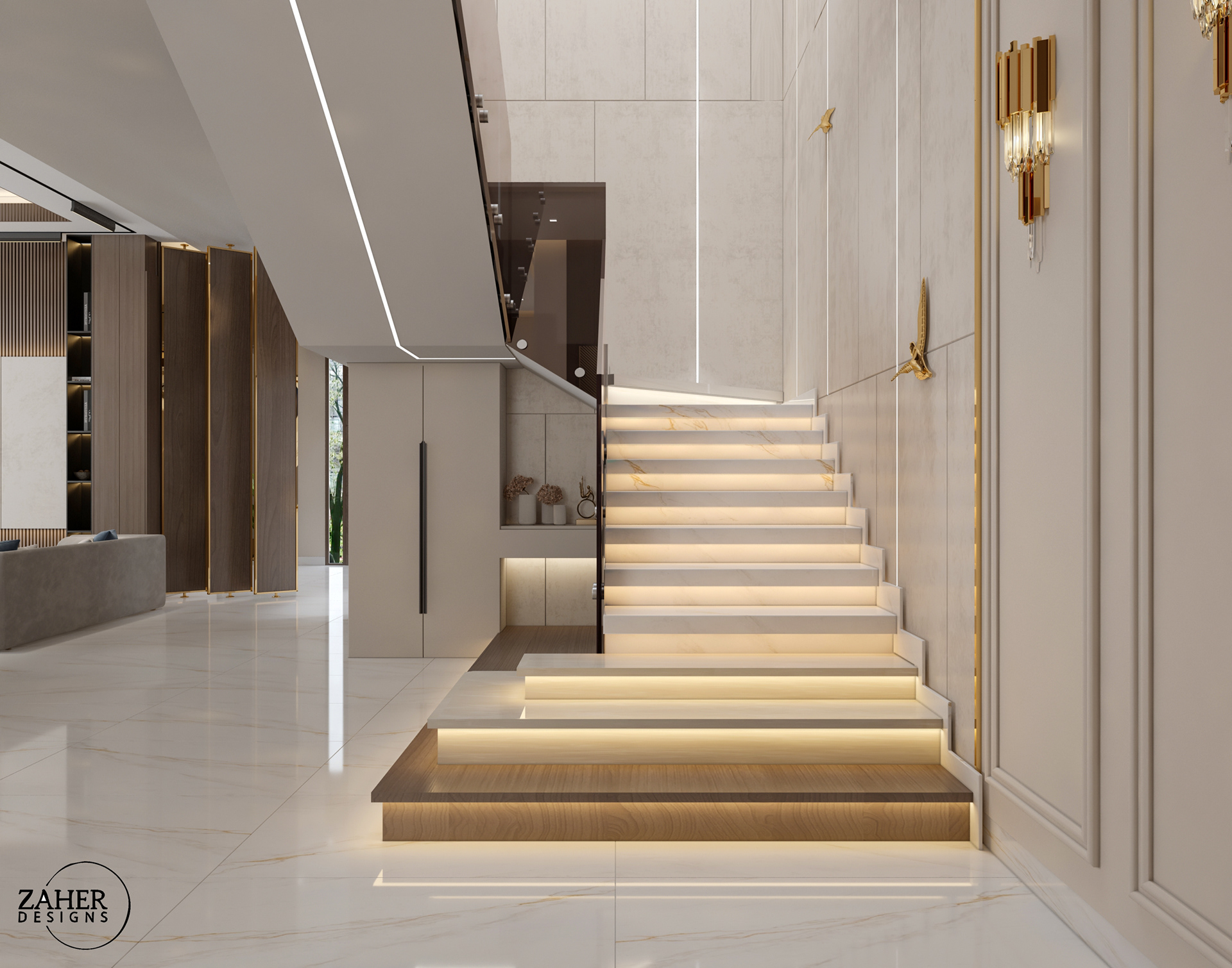 豪华客厅和餐厅设计丨沙特阿拉伯丨Zaher Design Studio-25