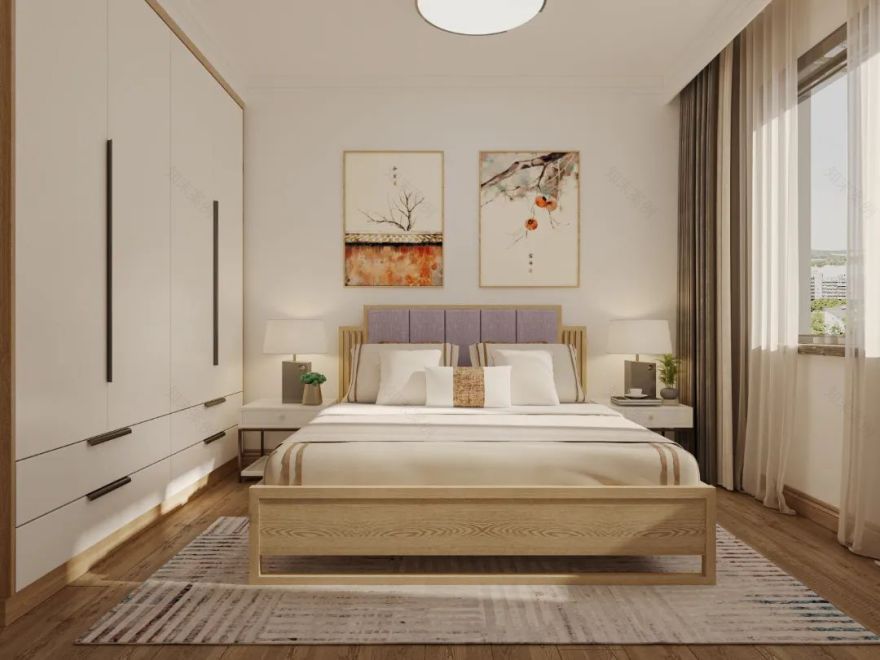 现代原木风四室一厅设计丨业之峰装饰-76