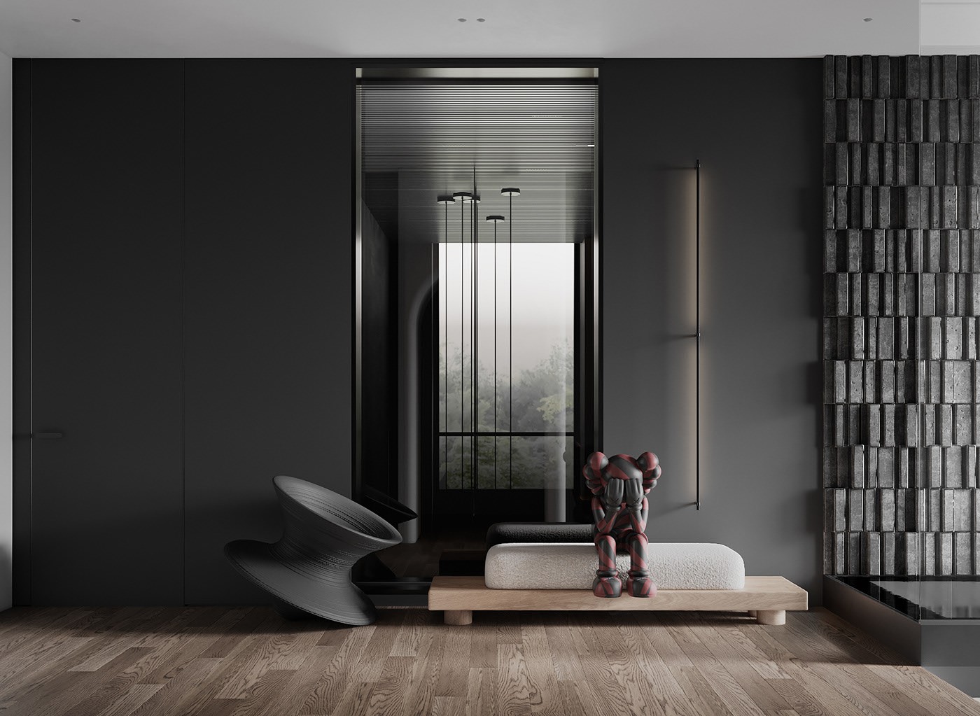 高级黑色系住宅设计 这也太有设计感了吧！-13