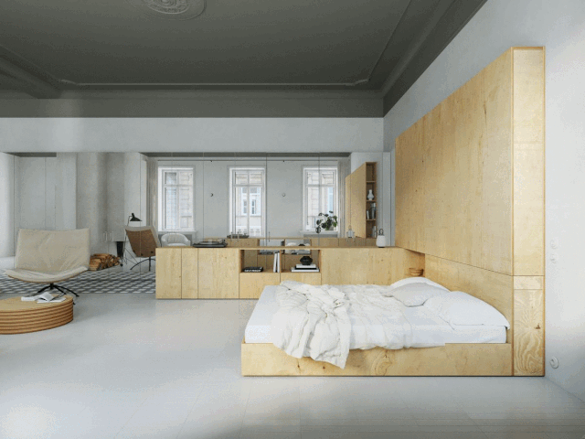 乌克兰一室户极简公寓，镜面元素打造宽敞空间-14