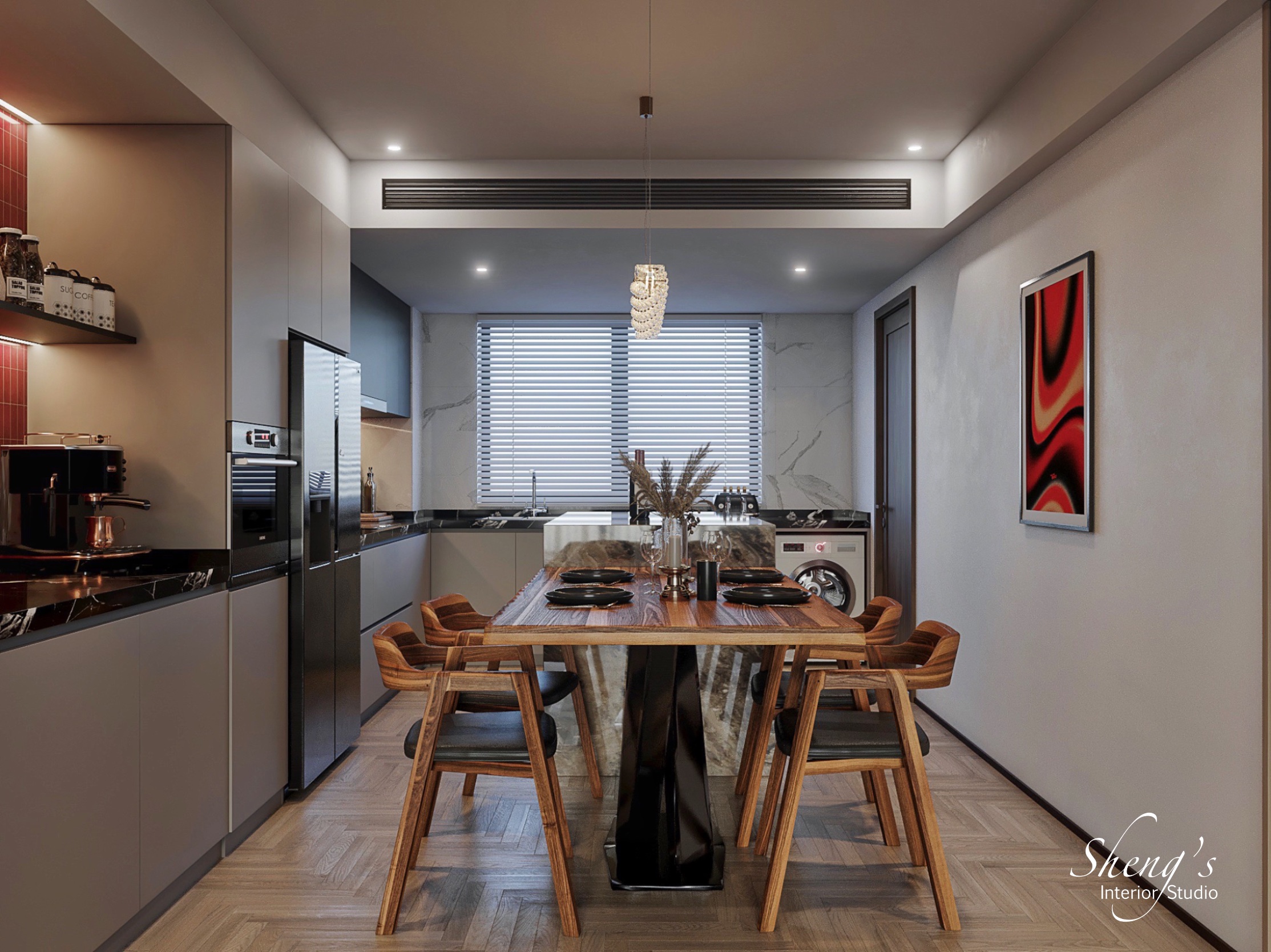 暗黑现代风格厨房丨Sheng Interior Studio (Han)-7