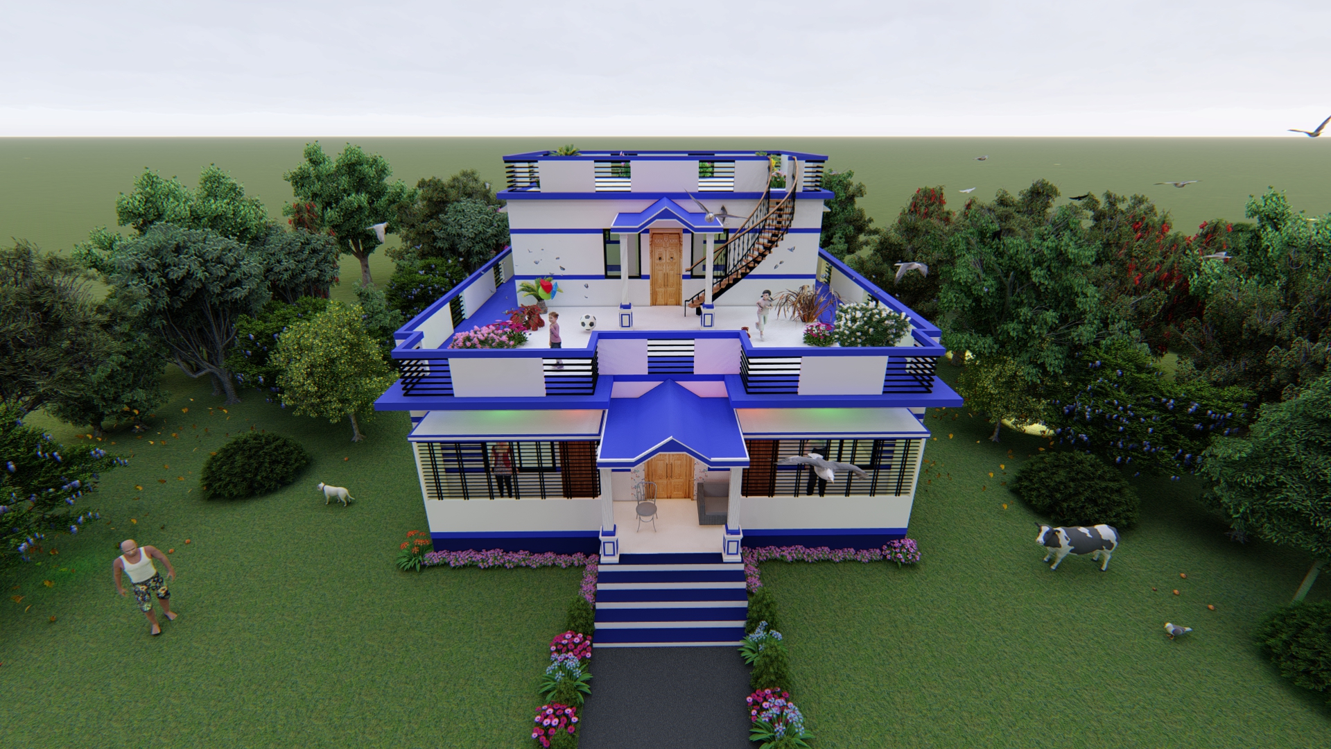 Duplex Exterior With Interior And Animation-4
