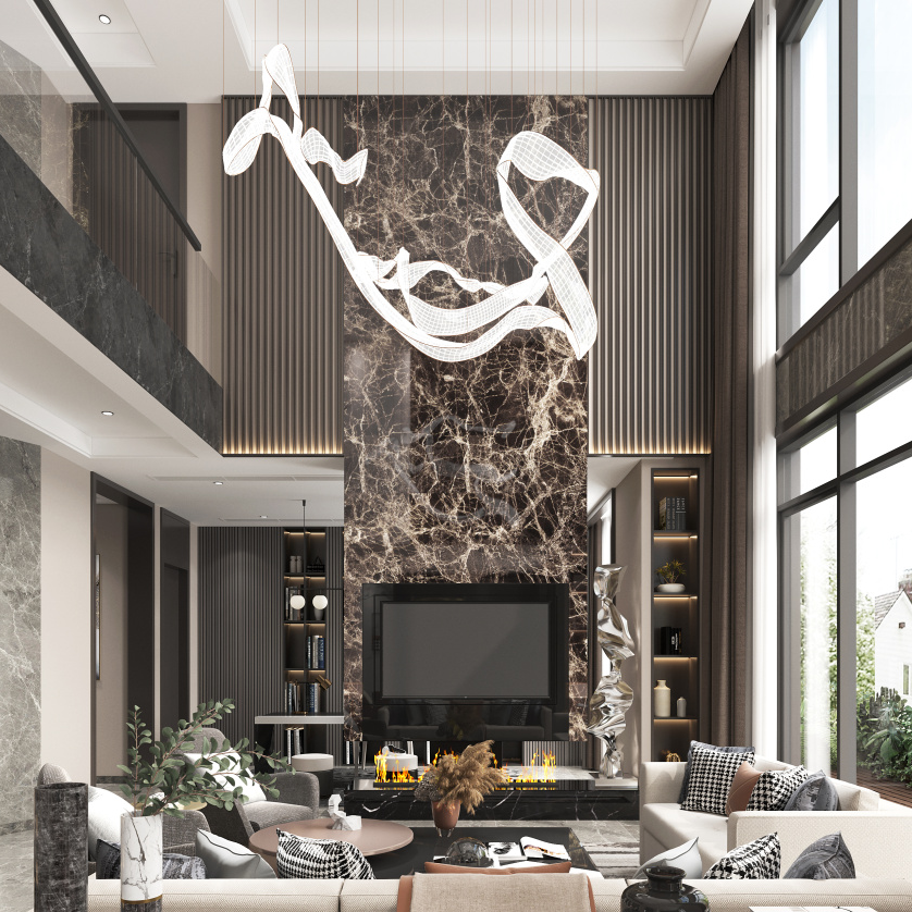 合景映月台493㎡现代风装修，黑白灰的绝美对撞-12