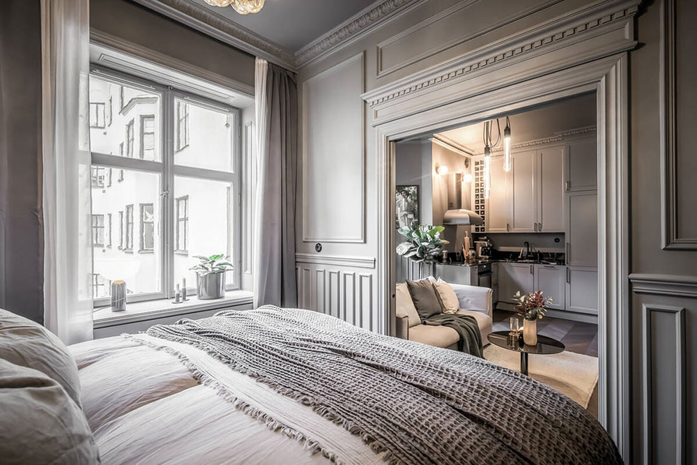 斯德哥尔摩时尚灰调小公寓,巧妙利用走道设计-8