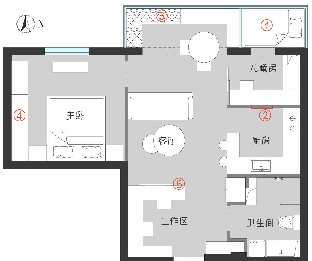 小户型大改造,阳台变儿童房,采光厨房卧室卫生间全升级!-7
