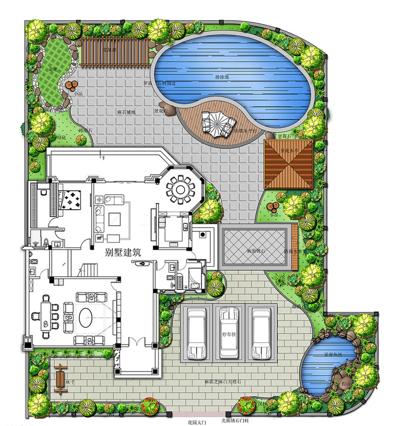 庭院彩色平面图设计案例-11
