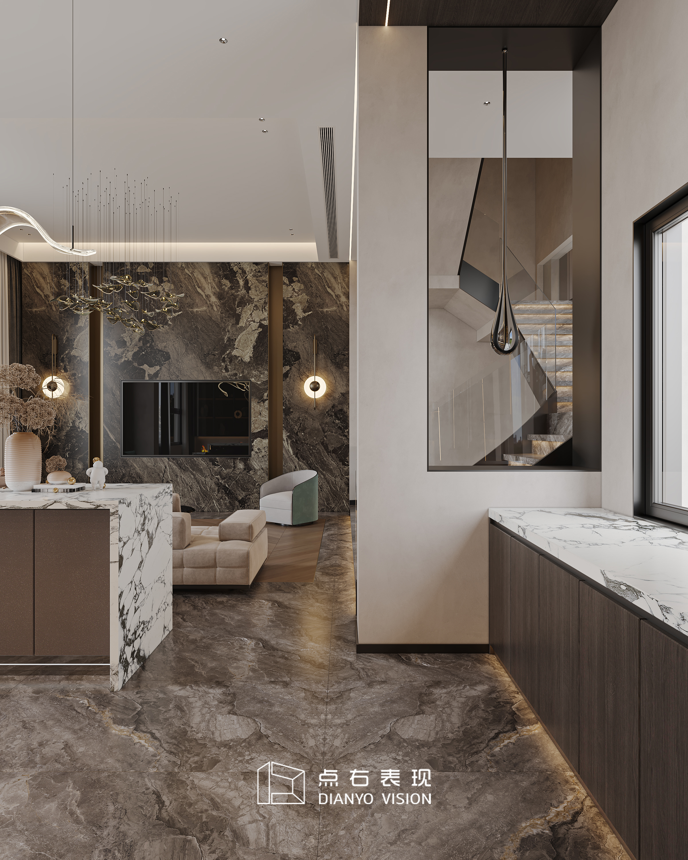 现代轻奢风格室内设计丨点右效果图表现-10
