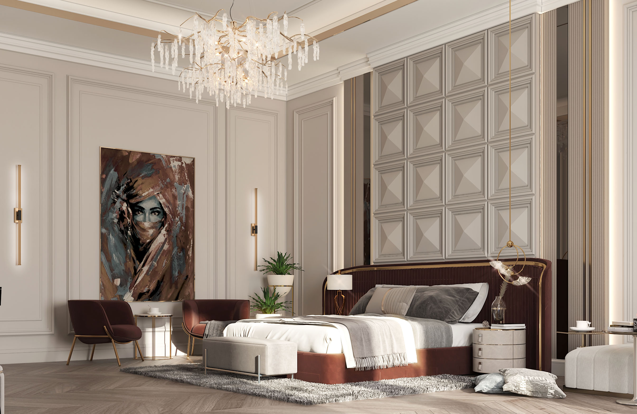 私人别墅主卧室内设计丨沙特阿拉伯麦加-8