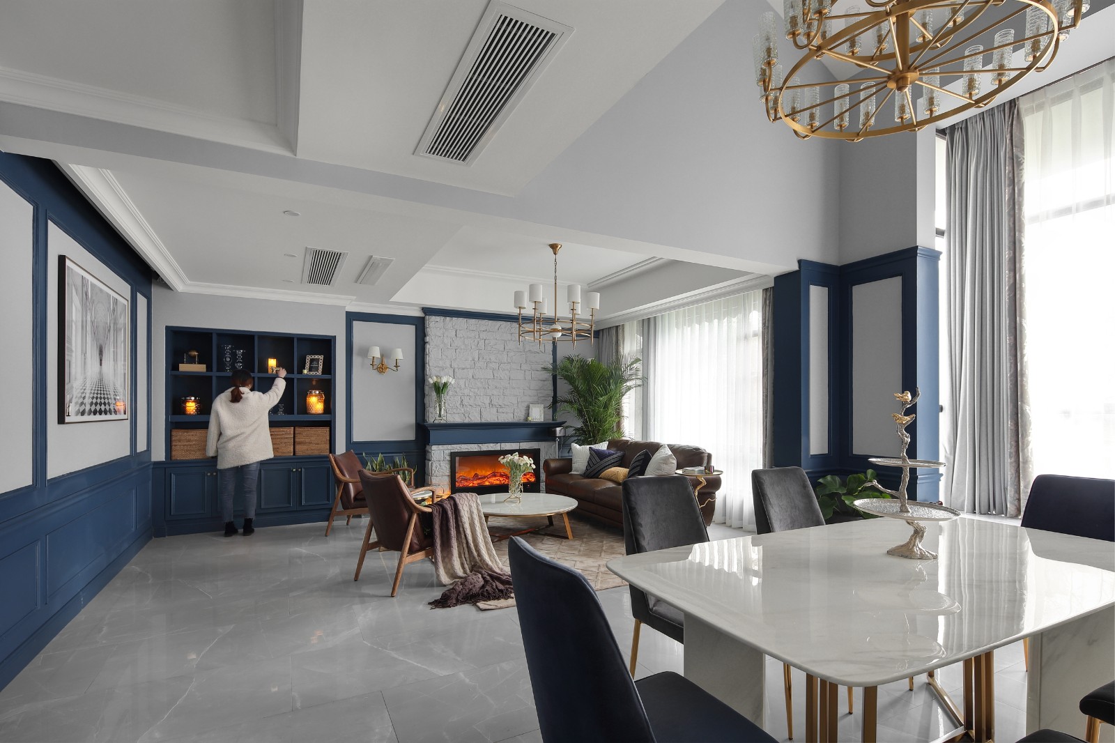 清羽设计 · 成都 178㎡优雅灰蓝家居,打造舒缓港湾氛围-28