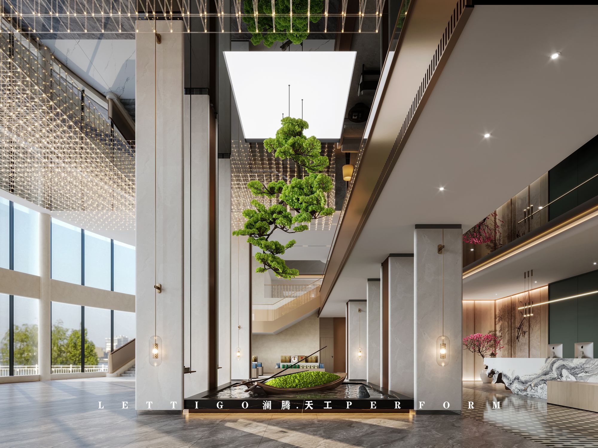 现代中式酒店空间，两种方案，不同感受-2