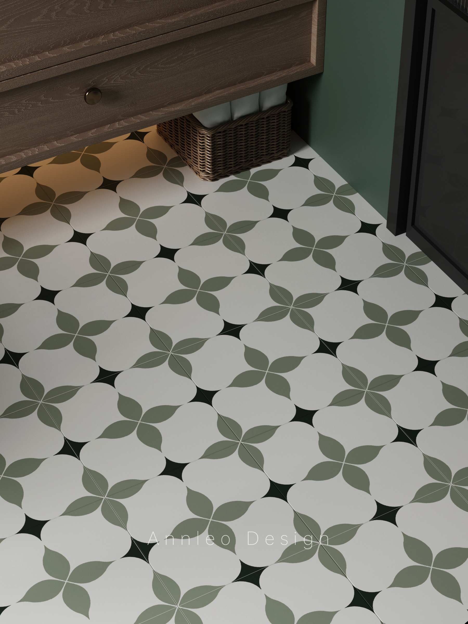 黑白键及墨绿卫浴空间瓷砖搭配项目-14