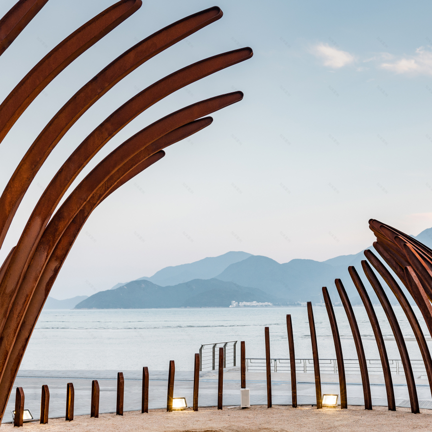 深圳大鹏新区“海之韵”装置——耐候钢打造的海洋主题互动空间-19